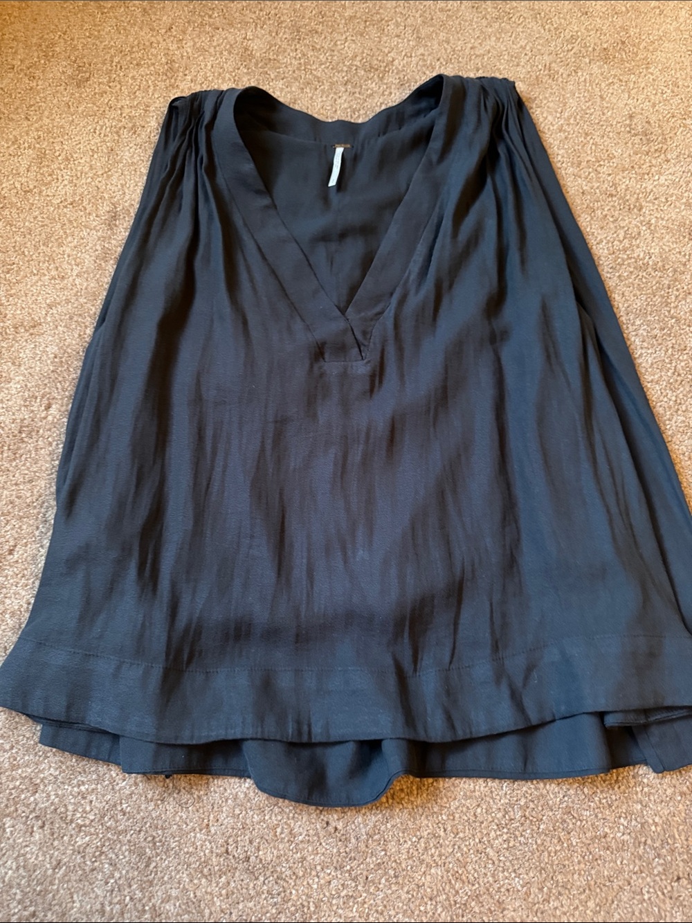 Free People Black Lightweight V-Neck Top